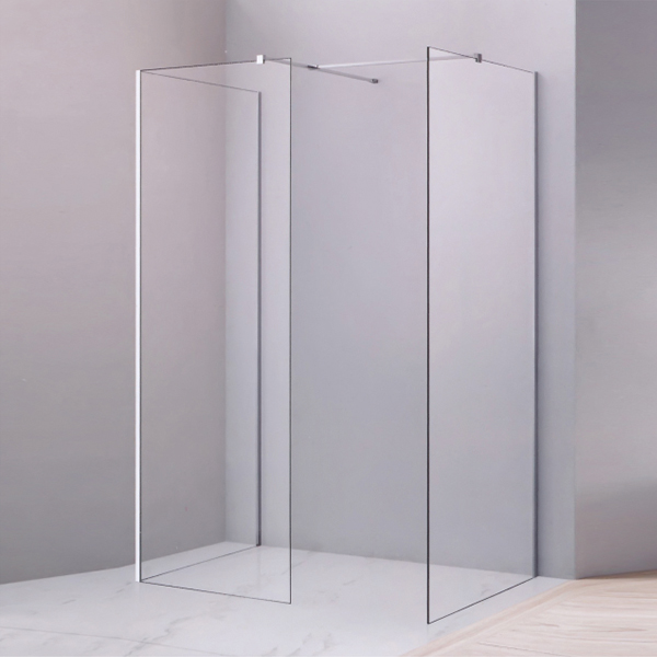 角落放置的无框钢化玻璃淋浴房-LX-1271