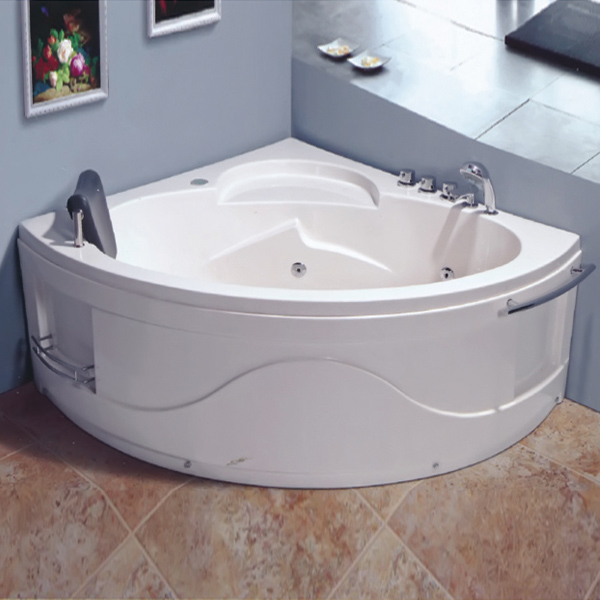 带毛巾架的白色ABS按摩浴缸-LX-245